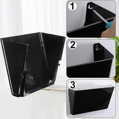 Tenceur 10 Pcs Single Pocket Wall Mount File Holder Black Plastic Wall Pocket with Screws and Tape Hanging File Organizer Letter Holder for Home Letters Mail Magazine Office