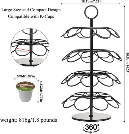 Coffee Pod Carousel Holder,Compatible with K-Cups Organizer Compatible with 36 Cup Pods,Spins 360-Degrees