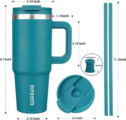 BJPKPK 30 oz Insulated Tumbler With Lid And Straw Stainless Steel Tumblers Cup With Handle For Women And Men,Laguna