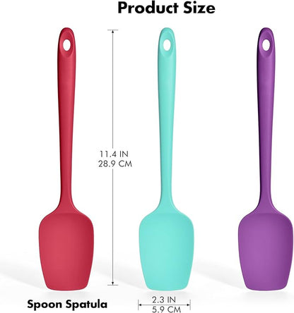 Ironberry Silicone Spoonula Set: 600ºF Heat Resistant Food Grade Cooking Baking Utensils, Kitchen Flexible Nonstick Rubber Pan Spoon Spatula for Mixing, Scrambling, Scooping (3 Pieces, Multicolor 3)