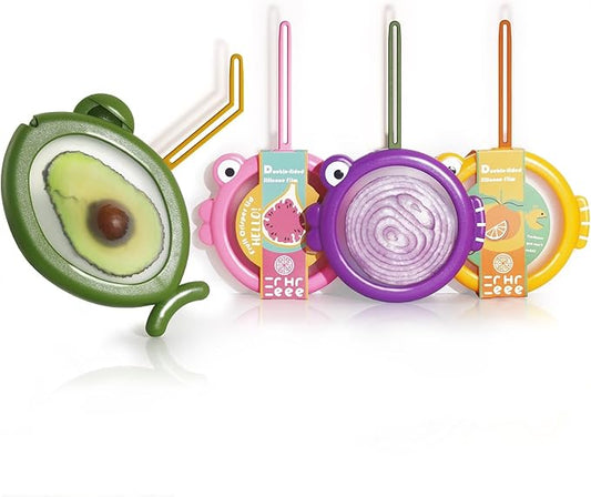 4-Piece Airtight Food Storage Containers Set – Avocado Saver, Onion Keeper, Silicone Kitchen Organizers for Fridge, Reusable & Leak-Proof to Lock in Freshness