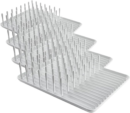 OXO Good Grips Compact Dish Rack Biscuit | For Dishware | 13-3/4 x 10-3/8 x 3-1/2 Inch | Non-Skid Feet | Pack of 4