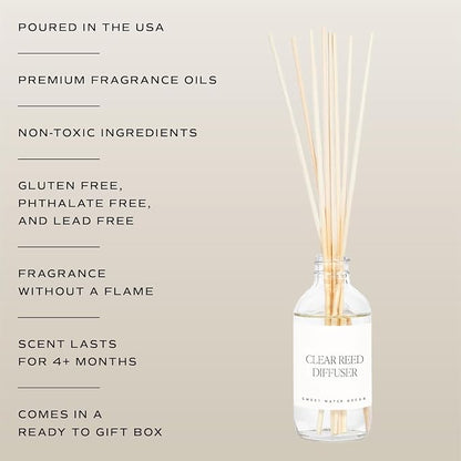 Sweet Water Decor Be Still & Know Clear Reed Diffuser Set – Aromatherapy Home Fragrance with Sea Salt, Jasmine, Cream & Wood Notes – Long-Lasting Scent for Bedroom & Bathroom – Lasts Up to 4 Months