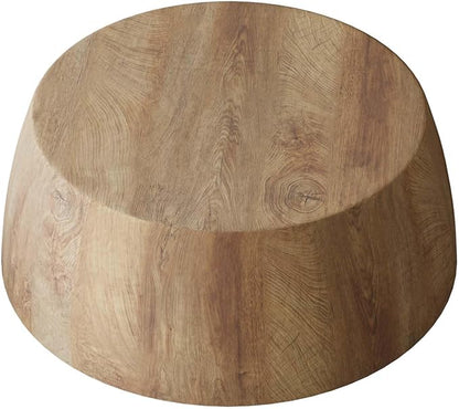 29.5" Round Coffee Table, Convertible Rustic Coffee Table Table with Wooden Veneer, Drum Coffee Table for Living Room, MDF, Already Assembled