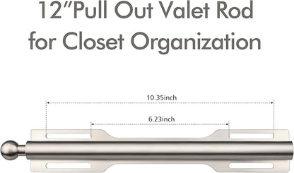 12" Valet Rod for Closet Pull Out (2 Pack, Brushed Nickel)