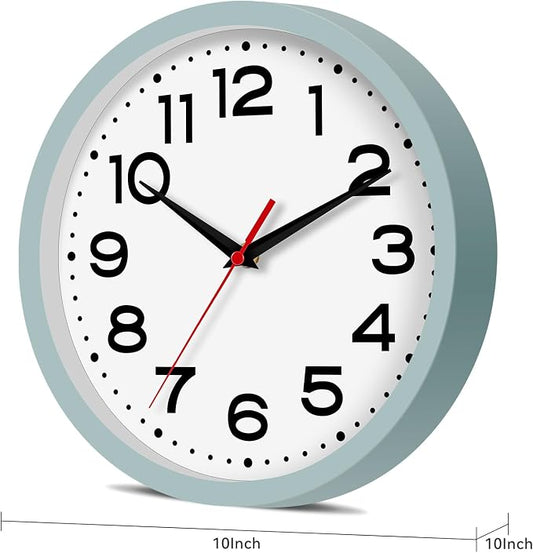 Roymnie Wall Clock Silent Non-Ticking Modern Clock Battery Operated10 Inch Small Classic Analog Decorative for Kitchen, Bathroom, Office, Bedroom, Home(Blue Gray)