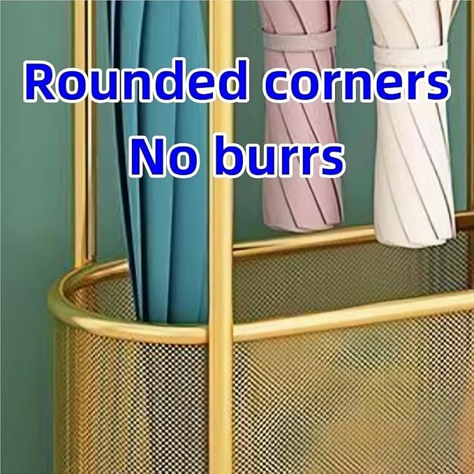 Metal Umbrella Holder, Umbrella Rack with Non-slip Pads, Umbrella Stands with Hook, Freestanding Umbrella Basket for Entryway, Living Room(Black)
