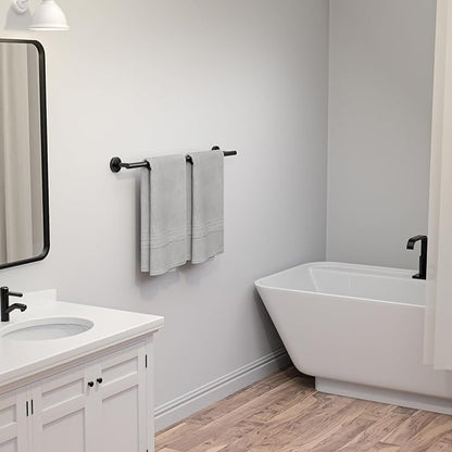 USHOWER 2-Pack Matte Black Towel Bar, 24-Inch Towel Racks for Bathroom Wall-Mounted, SUS304 Stainless Steel Towel Rod (Total Length 26-Inch)