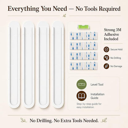 Bamboo Coffee Pod Holder, Adhesive Wall Mount (No Drilling) for Cabinet Door, 36-Capsule Storage (Set of 4) — Vertical/Horizontal — Compatible with Nespresso Original Line-White