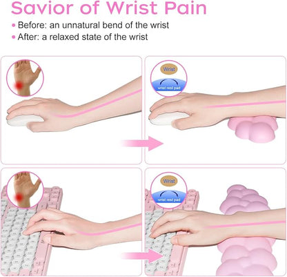 JIKIOU Upgrade Leather Cloud Keyboard Wrist Rest, Cloud Wrist Rest with Non-Slip PU Base, Comfortable Memory Foam Wrist Rest for Computer Laptop Mac Gaming Office and Pain Relief Christmas Wish Gift