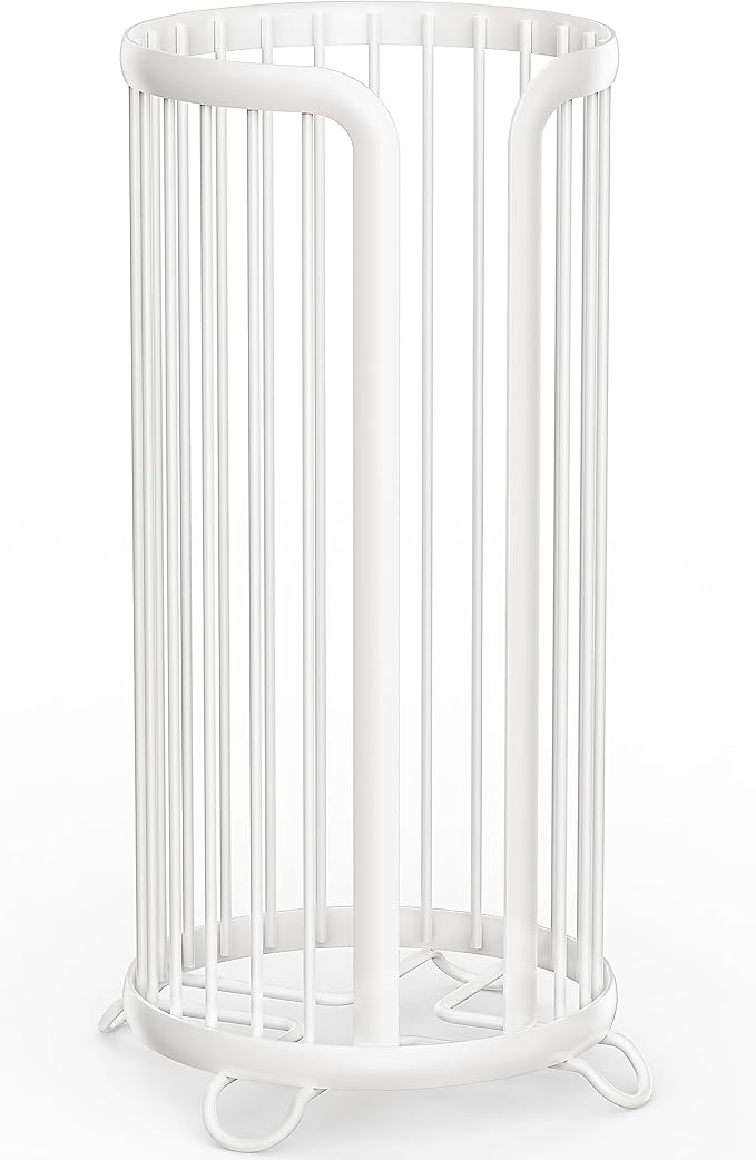 Bunoxea Toilet Paper Holder Stand, Freestanding Toilet Tissue Organizer, Minimalistic Storage Solution, Reserve Mega Rolls-White