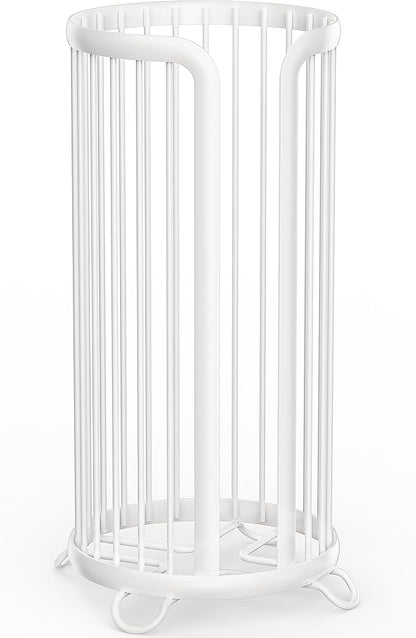 Bunoxea Toilet Paper Holder Stand, Freestanding Toilet Tissue Organizer, Minimalistic Storage Solution, Reserve Mega Rolls-White
