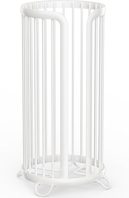 Bunoxea Toilet Paper Holder Stand, Freestanding Toilet Tissue Organizer, Minimalistic Storage Solution, Reserve Mega Rolls,Modern -2PACK White
