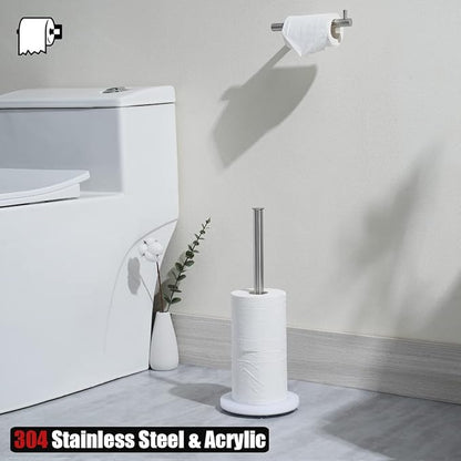 JQK Toilet Paper Storage Stand, 304 Stainless Steel Thicken 0.8mm Tissue Reserve Holder Dispenser for Bathroom, Brushed Steel, TPS180-WN