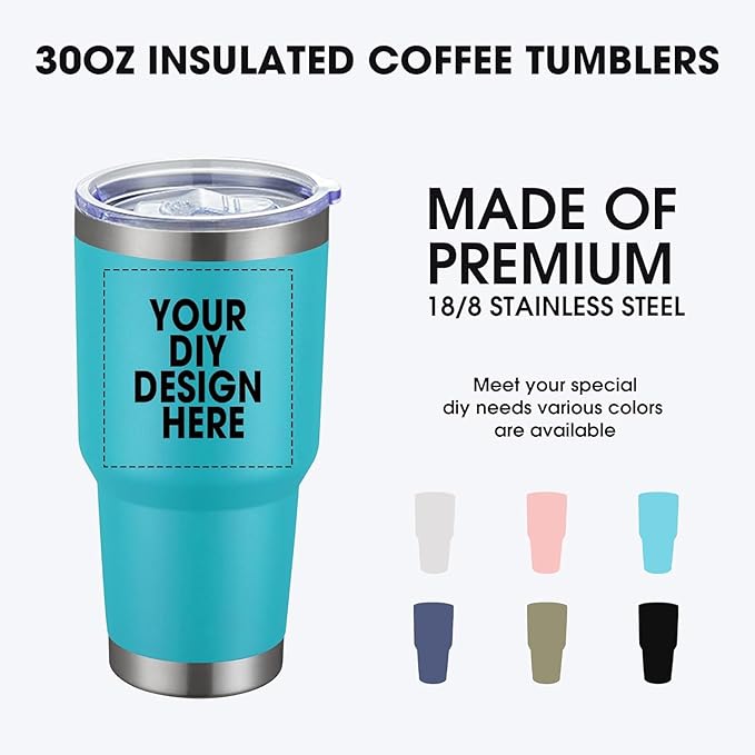 Personalized Coffee Tumbler Print in USA 30oz Stainless Steel Double Wall Insulated Coffee Cup With Text Photo Logo