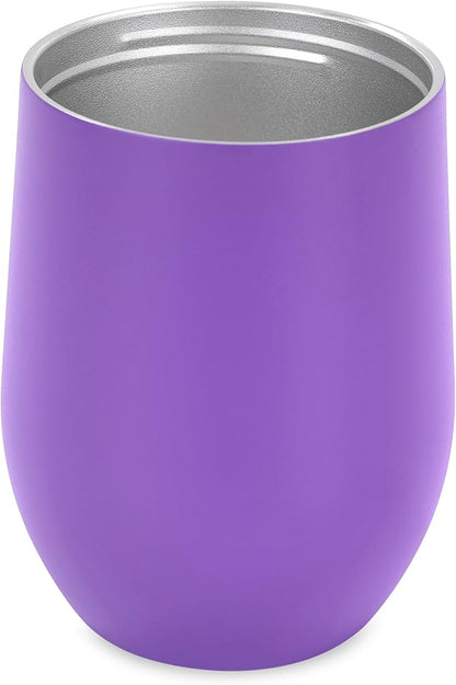 makerflo 12 oz Purple Powder Coated Wine Tumbler with Leak-Proof Clear Lid - Pack of 25, Ideal for Craft and Personalization (Laser Engraving, UV DTF, Epoxy, and Vinyl)