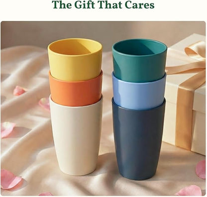 Homienly Unbreakable Plastic Cups Set Wheat Straw Cups 20 OZ Drinking Cups Reusable Camping Cups Stackable Tumblers Water Glasses Drinking Set Freezer Dishwasher Safe (6 PCS, Multi)