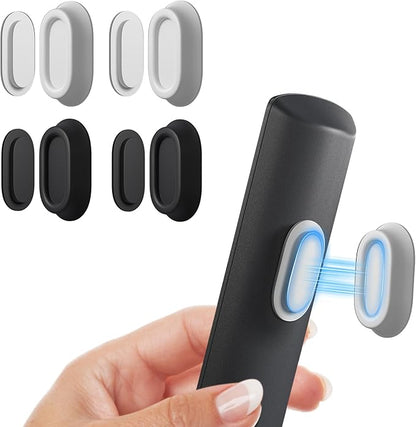4 Pack Magnetic Remote Control Holder Wall Mount, Upgraded No Drill Self-Adhesive Organizer TV Remote Holder for Bed, Fan, RV Accessories (Black & White)