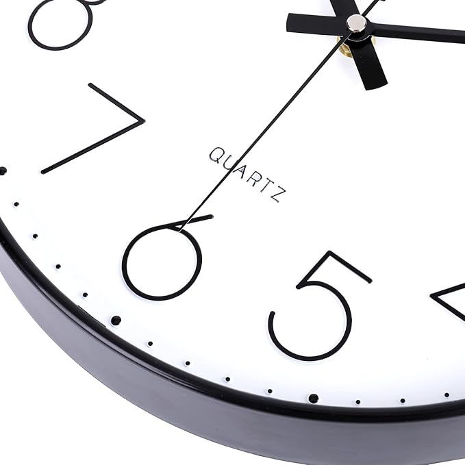 jomparis 12 Inch Wall Clock Silent Non Ticking Battery Operated Quartz Modern Decorative Round Wall Clock for Office Classroom School (Black)