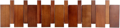 Youyole 8 Hooks Mid Century Modern Wooden Coat Hooks Wood Color Wall Mounted Folding Coat Rack Hanger Heavy Duty Flip Down Piano Hat Rack for Hanging Coats Hats Home