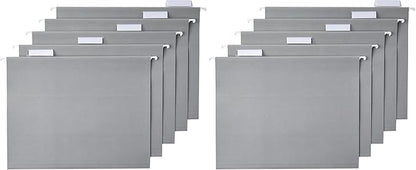 Amazon Basics Hanging File Folders with Adjustable Tabs for Document Organization, Letter Size, Gray, 50-Pack