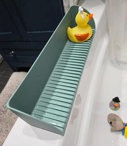 2 Pack Bathtub Splash Guard for Tub - Silicone Tub Water Splash Guard with 4 Suction Cups, Bath Toy Holder, Tub Play Shelf for Kids, Bathtub Side Splash Guard Tray, Toddler Bathroom Essentials, Aqua
