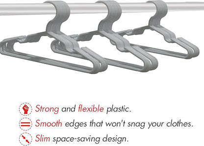 60 Pack Gray Kids Hangers 11.6 Inch - Baby Clothes Hangers for Toddler & Child, Durable Plastic Children's Hangers for Closet, Pants, Coats, Skirts (Non-Slip, Space-Saving)