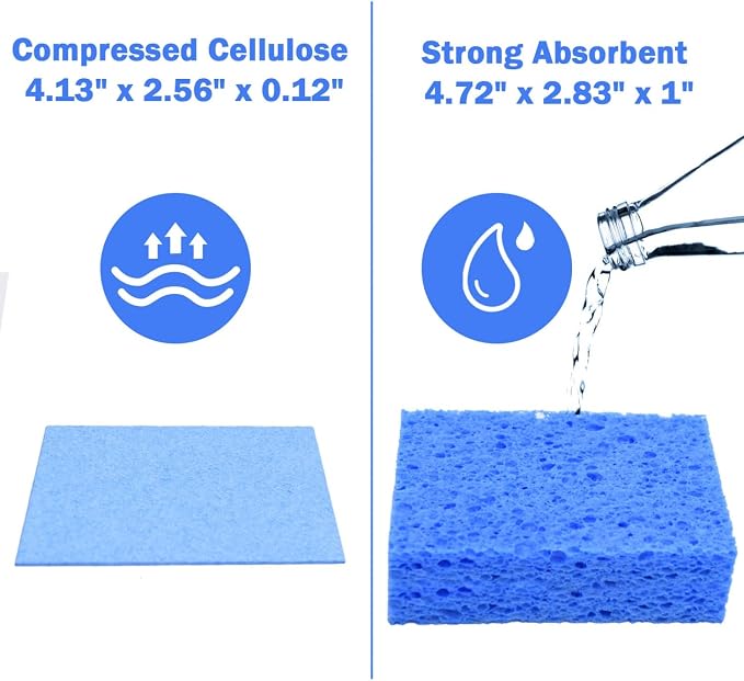YoleShy 48 Pack Sponges Kitchen Natural Compressed Cellulose Sponges Durable Dish Sponge for Cleaning & DIY Reusable