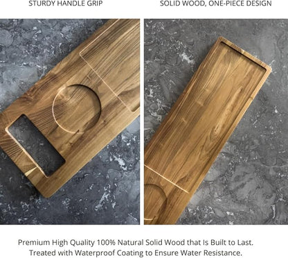 Zeek Bathtub Caddy Tray Solid Natural Wood Bath Board Charcuterie Serving Platter Housewarming Gift