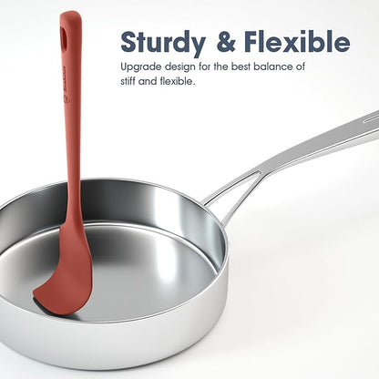 ChefAide 5 Pieces Silicone Spatula Set, Food Grade Rubber Spatula, Upgrade Strong Handle with Ergonomic Grip, Heat Resistant Up to 600°F for Nonstick Cookware, Cooking
