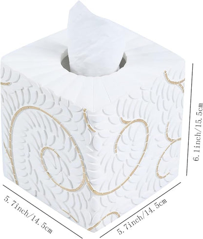 Hymmah Modern Square Tissue Box Cover Holder,Bathroom Accessories Decor Unique Design Tissue Box Cover for Bathroom Vanity Counter Tops Also Great for Bedrooms and Living Rooms