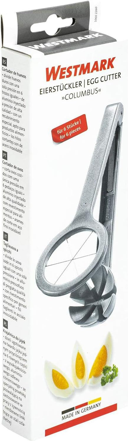 Westmark Wedge Egg Slicer - Heavy-Duty Aluminum Cutter with Stainless Steel Blades for Wedge Slices, Multi-Purpose Wedger for Eggs, Mushrooms, Strawberries & Kiwi, Kitchen Essentials