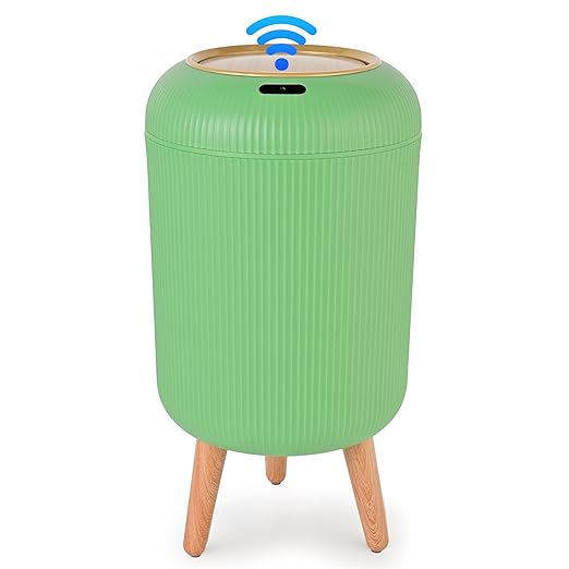 Pukomc Smart Sensor Wastebasket, Convenient and Hygienic Easy to Use, Technology Sensor Waterproof Wastebasket Plastic Trash can for Kitchen, Bathroom, Bedroom, Living Room, Office and Outdoor Green