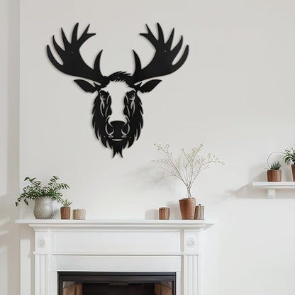 SIGNLEADER Metal Wall Art Decor Deer Minimalist Modern Abstract Wall Sculpture Hangings Home Decoration for Living Room, Bedroom, Bathroom, Kitchen, Outdoor - 30" Black
