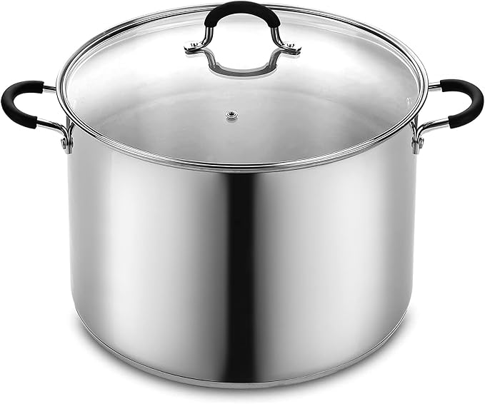 Cook N Home Professional 24 Quart Stainless Steel Stock Pot with Lid | Induction Cookware for Pasta, Soup, Canning,Oven Safe, Dishwasher Safe