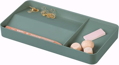BLUE GINKGO Desk Tray – Korean-Made Organizer for Notes, Pens, Pencils, and Accessories (Double-sided, Green)