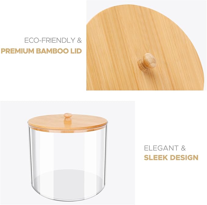 homicozy 2pcs Coffee Pod Holder with Bamboo Lid, 5in & 6in Clear Countertop Storage for Coffee Capsules, K Cup Organizer for Keurig/Nespresso, coffee filter holder, Coffee Bar Accessories