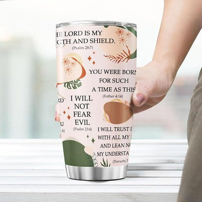 Christian Bible Verse Travel Cup, Inspirational Scripture Quotes Gift 20oz Stainless Steel Insulated Tumbler, Religious Faith Drinkware for Women, Men, Church Members
