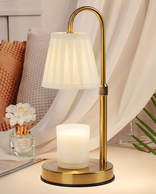 Modern Candle Warmer Lamp with Timer, Dimmable Candle Lamp Warmer, Fabric Candle Warmer, Mothers Day Birthday Gifts for Women, Height Adjustable Candle Light,Cozy Living Room Bedroom Home Decor