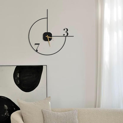 Dekory Minimalist Wall Clock 20-Inch – Black Metal, Silent Non-Ticking Quartz, Sleek Contemporary Design for Living Room, Kitchen, Office