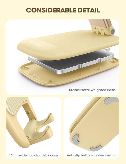 Lamicall Phone Stand for Desk - Telephone Stand Desk Accessories Desktop Office Must Have, Compatible with iPhone 17 16 15 14 13 Pro Max Mini, 12 11 XR X 8 7 6 Plus SE, 4-8'', Yellow