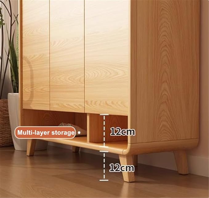 NIUYAO Shoe Storage Cabinet with 4 Drawers Solid Wood Morden Simple Style Free Standing Hidden Shoe Racks Organizer for Entrance Hallway Entryway -White Wood 55" L x 14" W x 40" H