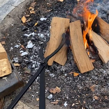 CKLT 28" Firewood Tongs Log Grabber for Thick Logs Outdoor Indoor Camfire Firepit Bonfire Fireplace Tongs Heavy Duty Wrought Rustproof Safely Moves Firewood
