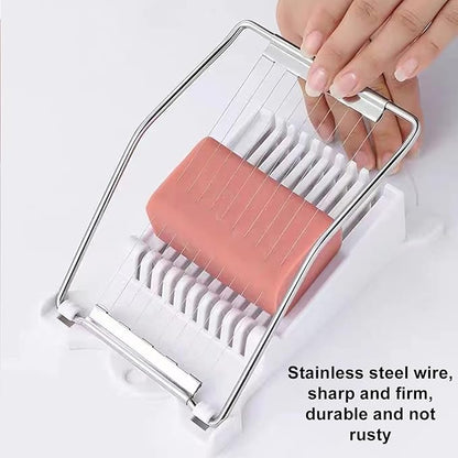 FENGCHEN Spam Slicer, Easy Luncheon Meat Cutter with Stainless Wires, Multi-purpose Soft Food Cutter for Luncheon Meat, Fruit of Kitchen Home Use, Durable and Rust Resistant Food Prep Accessory,White