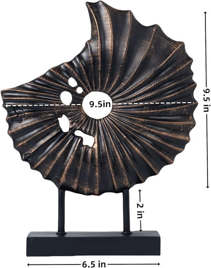 LuckySunDecorQZ Unique Round Coin Sculpture Decorative Objects for Shelf Home Decor Accents, Modern Abstract Tabletop Decor Items for Living Room Fireplace Mantel, Above Cabinet (Black L)