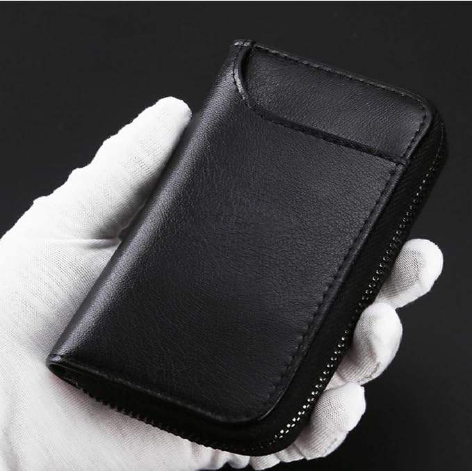 BAKUN Large Zipper Leather Car Key Case, Key Holder Key Organizer Wallet, With 16 Hooks(Black)