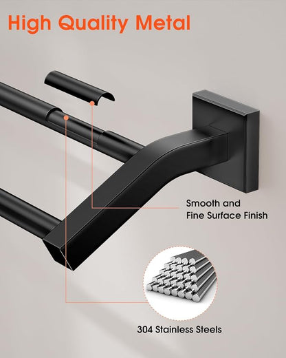 Alise Bath Double Towel Bars,Towel Holder Towel Racks for Bathroom Lavatory,24 Inch SUS304 Stainless Steel Towel Hanger Towel Rail Wall Mount,Matte Black