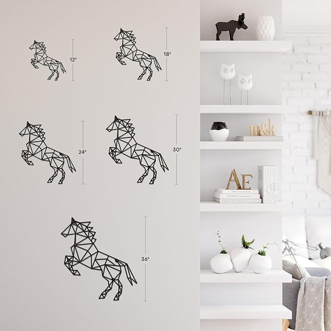 SIGNLEADER Metal Wall Art Decor Non-Stop Horse Modern Abstract Wall Sculpture Hangings Home Decoration for Living Room, Bedroom, Bathroom, Kitchen, Outdoor - 36" Black
