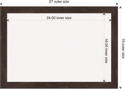 Amanti Art White Cork Board for Wall, 19x27 Vision Board with Brown Wood Frame, Medium Corkboard Office Decor for Home Organization, Rustic Farmhouse Corkboard Pinboard to display items for home