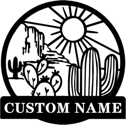 Custom Sign for Wall,Metal Cactus Yard Art,Metal Letters for Outdoor Wall Art,Name Signs
